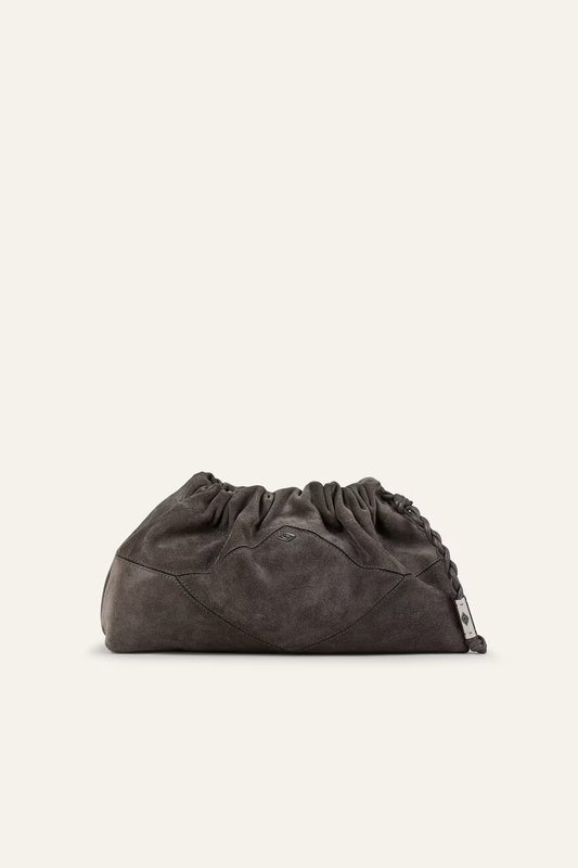 Dark gray clutch bag on a beige background from ba&sh