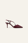 dark red patent stiletto heel shoe