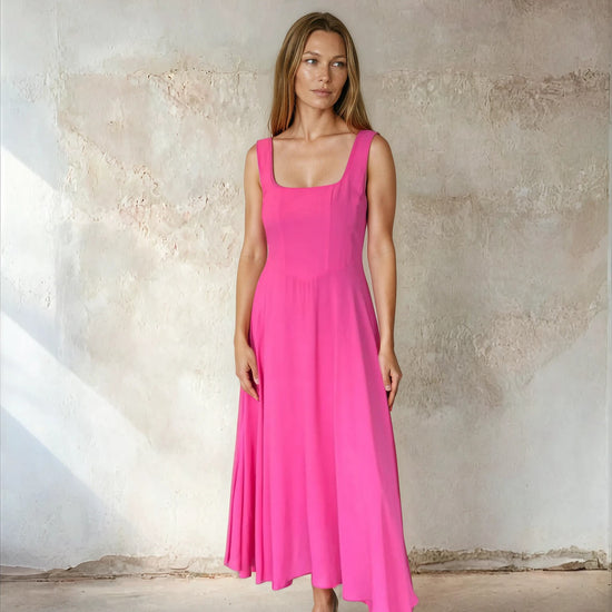 Hot pink fit and flare dress from Sirens
