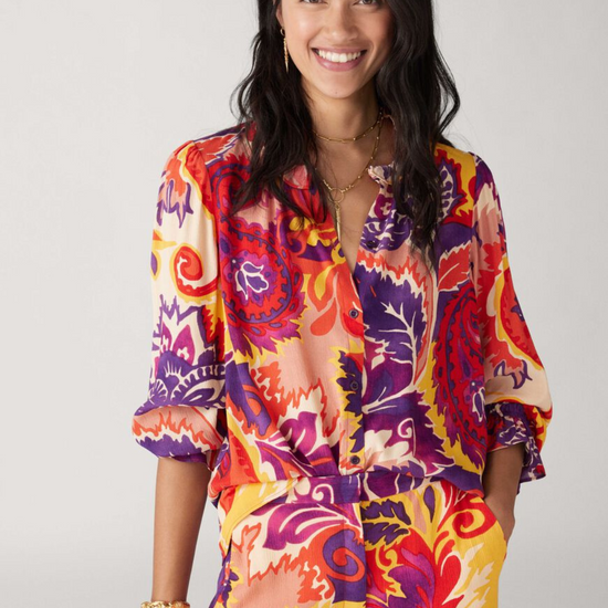 Bold printed v neck shirt 