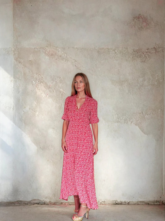 Ditsy print V neck sleeve with elbow length sleeves from Sirens