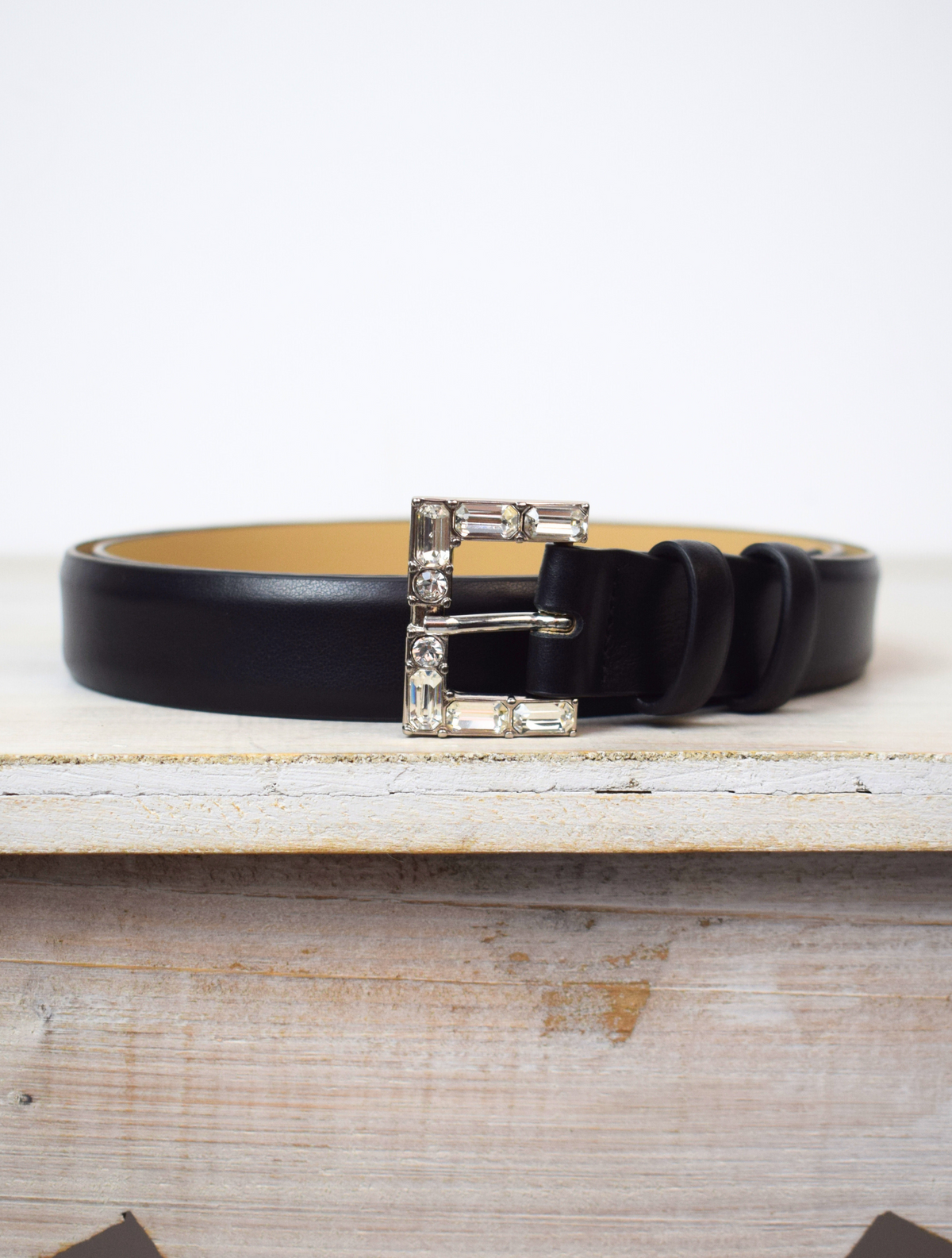 Black belt with jewelled buckle 