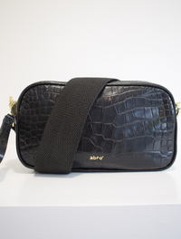 Black croc bag with gold hard wear 