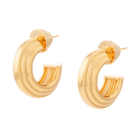 Gold ridge hoop earrings