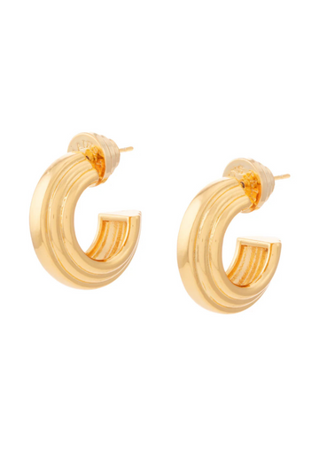 Gold ridge hoop earrings