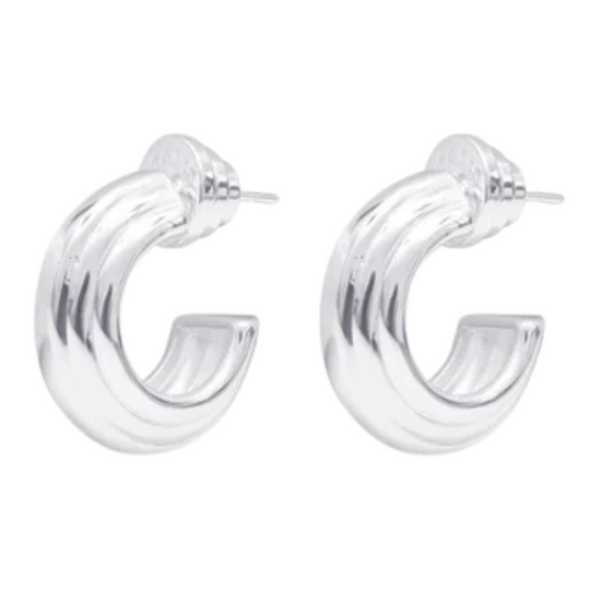 Silver ridge hoop earrings