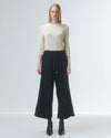 wide leg black culottes with drawstring waist and tie from emin and paul