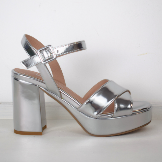 Silver heeled sandals