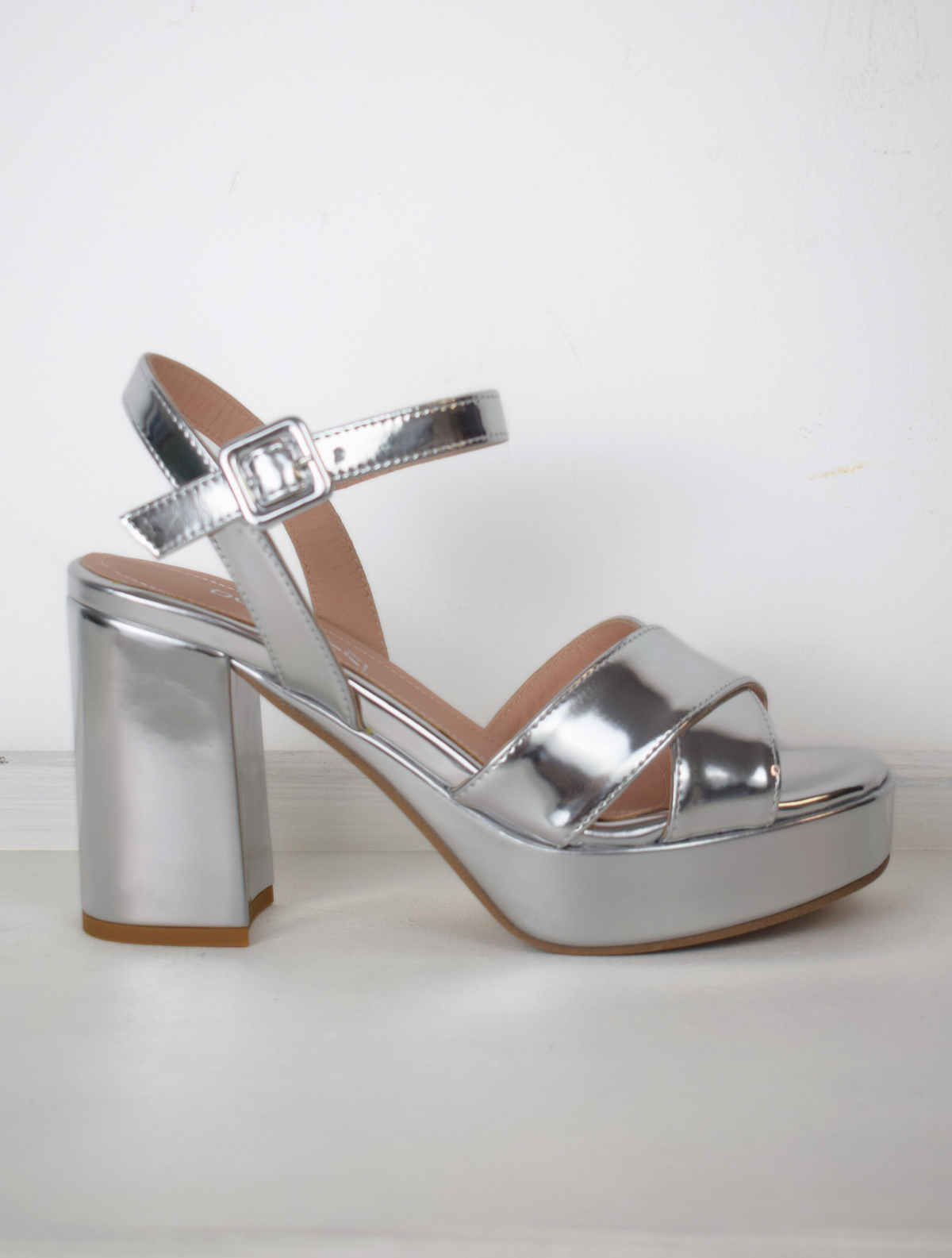 Silver heeled sandals