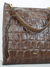 Mock croc brown leather bag with gold hard wear and shoulder and cross body straps