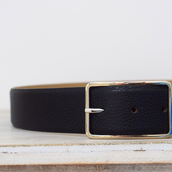 Wide black leather belt 