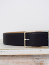 Wide black leather belt 