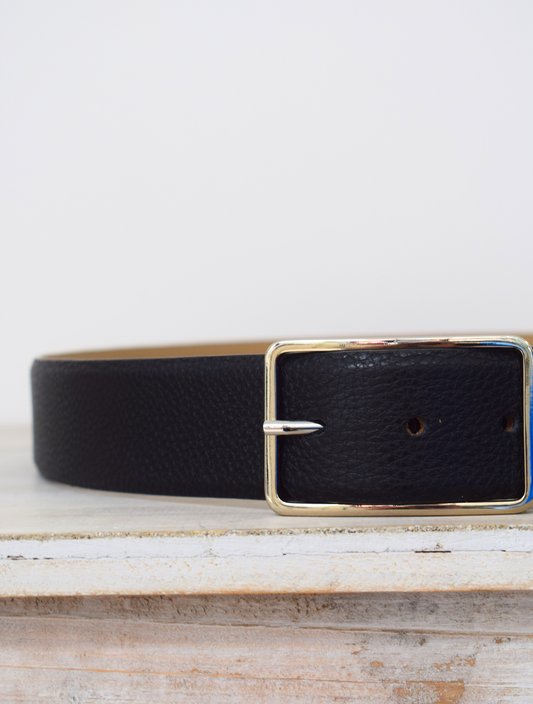 Wide black leather belt 