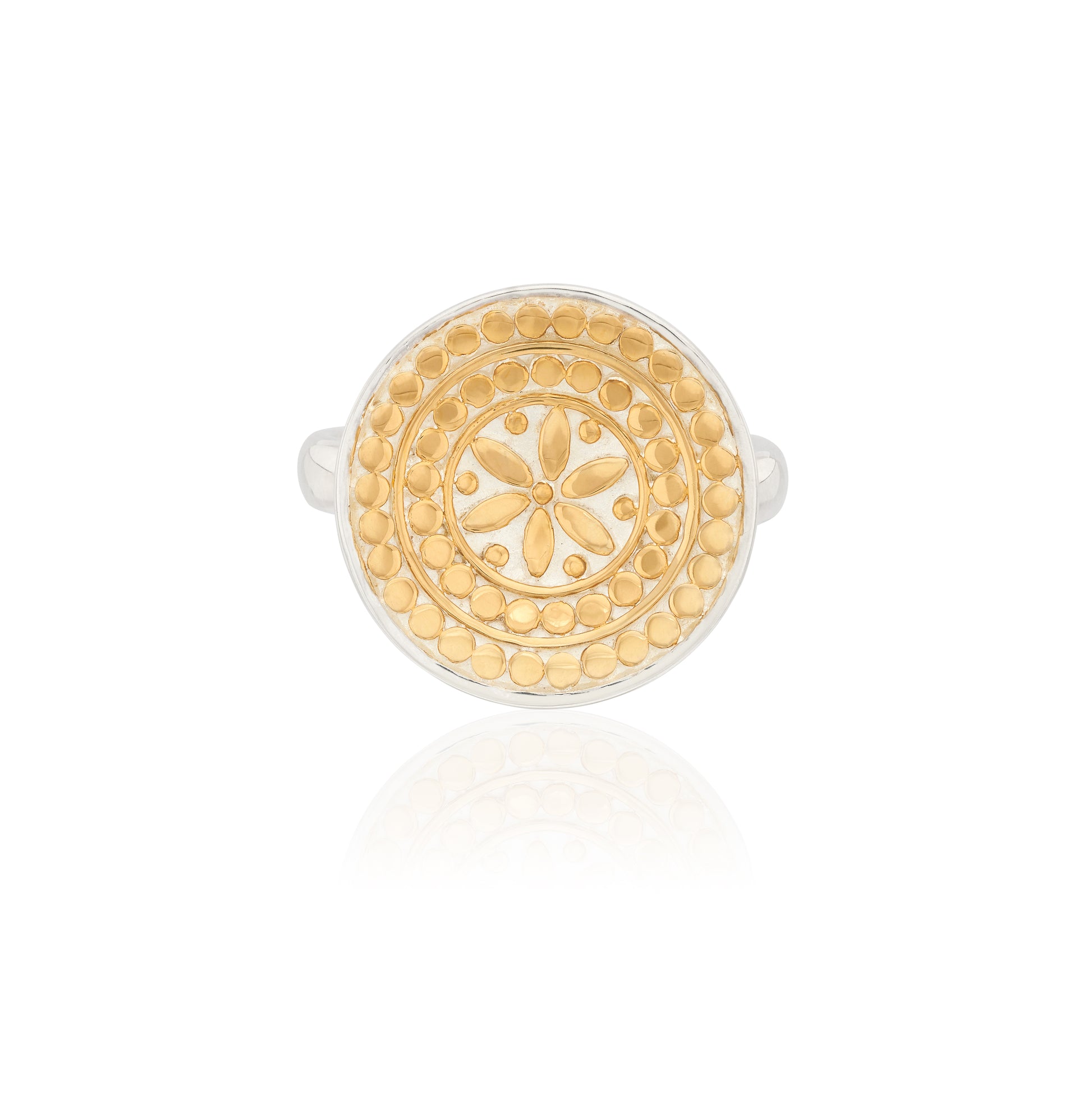 Mixed metal ring with flower detail