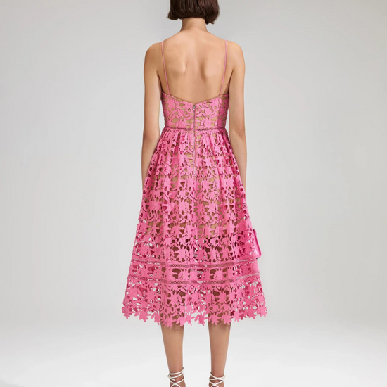 pink lace 3d dress with spaghetti straps