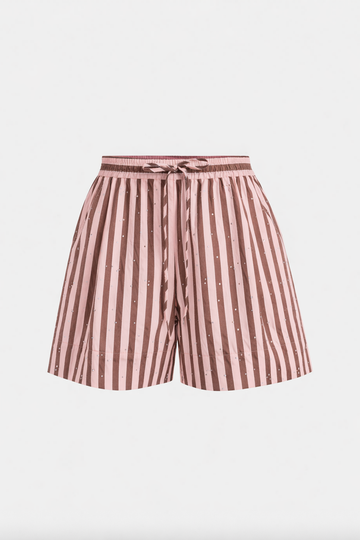 Striped shorts with a belt on a white background