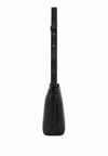 Black cowhide leather small bag on a long strap