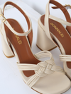 Cream strappy sandals with block heel