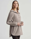 taupe long fleece with side pockets and drawstring waist side view 