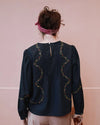 Embroidered Cross Stitch Blouse Black