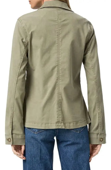 light khaki cotton utility style jacket  rear 