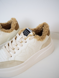 Fur lined white chunky trainers
