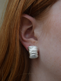 Textured Nugget Earrings Silver