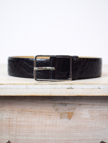 Medium Croc Belt Black/Nickel