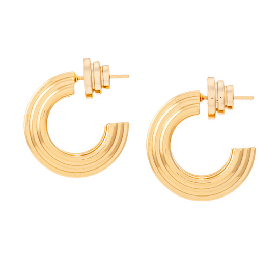 Gold ridge hoop earrings