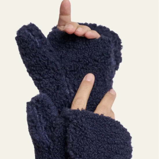 deep grey/navy mitten teddy bear gloves from rino and pelle