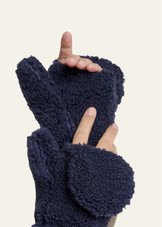deep grey/navy mitten teddy bear gloves from rino and pelle