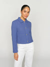 blue jacket with gold buttons and 2 pockets  model