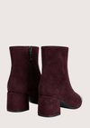 Burgundy suede boot with high shine toe section  