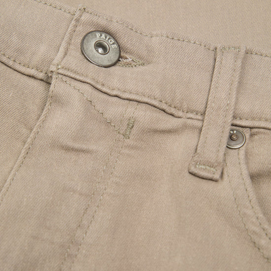 mens straight leg light khaki/sand coloured jeans from paige  close up