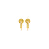 gold huggie earrings with cubic zirconia detailing and longer ball chain section