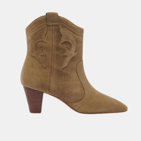 khaki heeled western style boots 