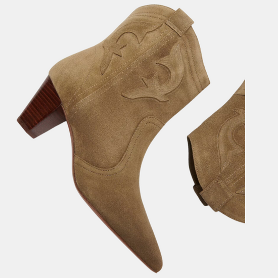 khaki heeled western style boots 