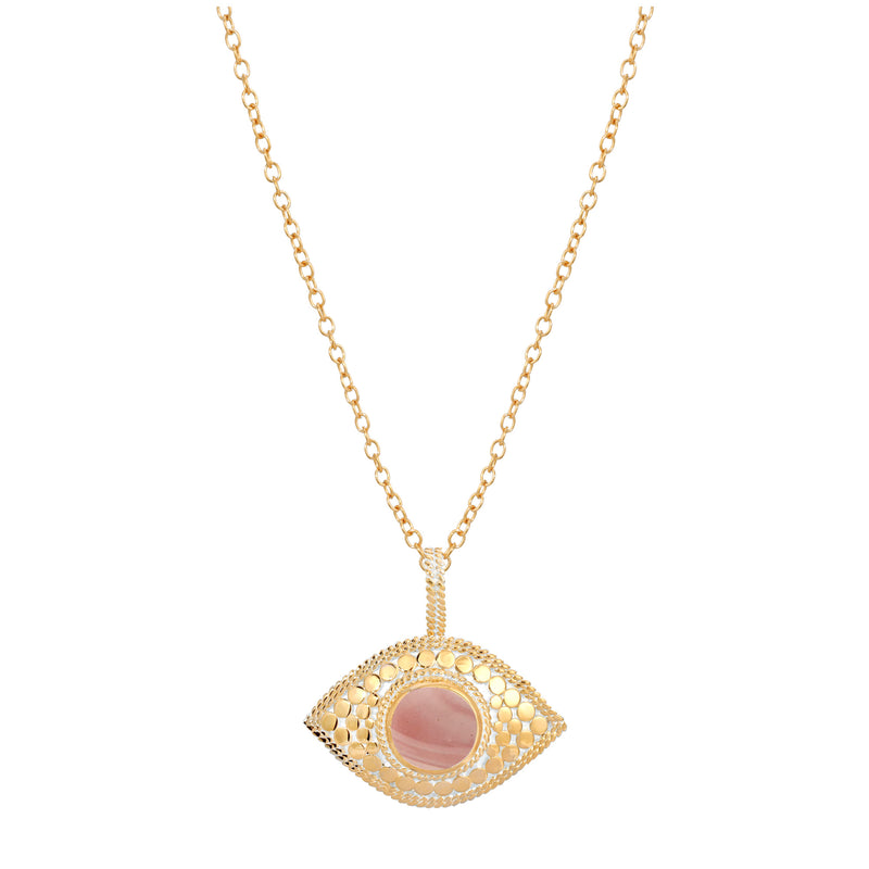 Evil Eye Pink Opal Necklace