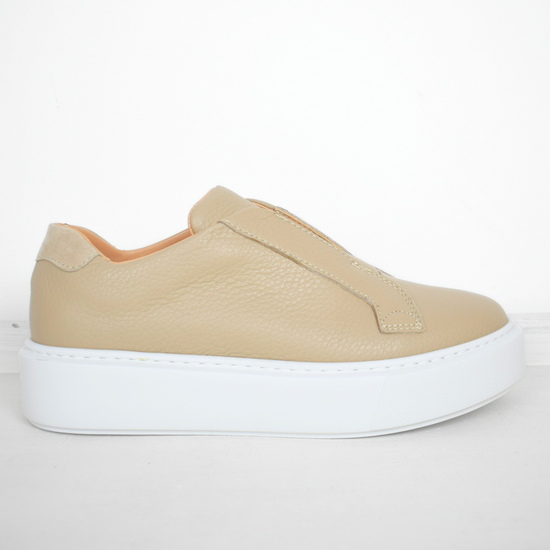 Slip on platform trainers in a biscuit colour