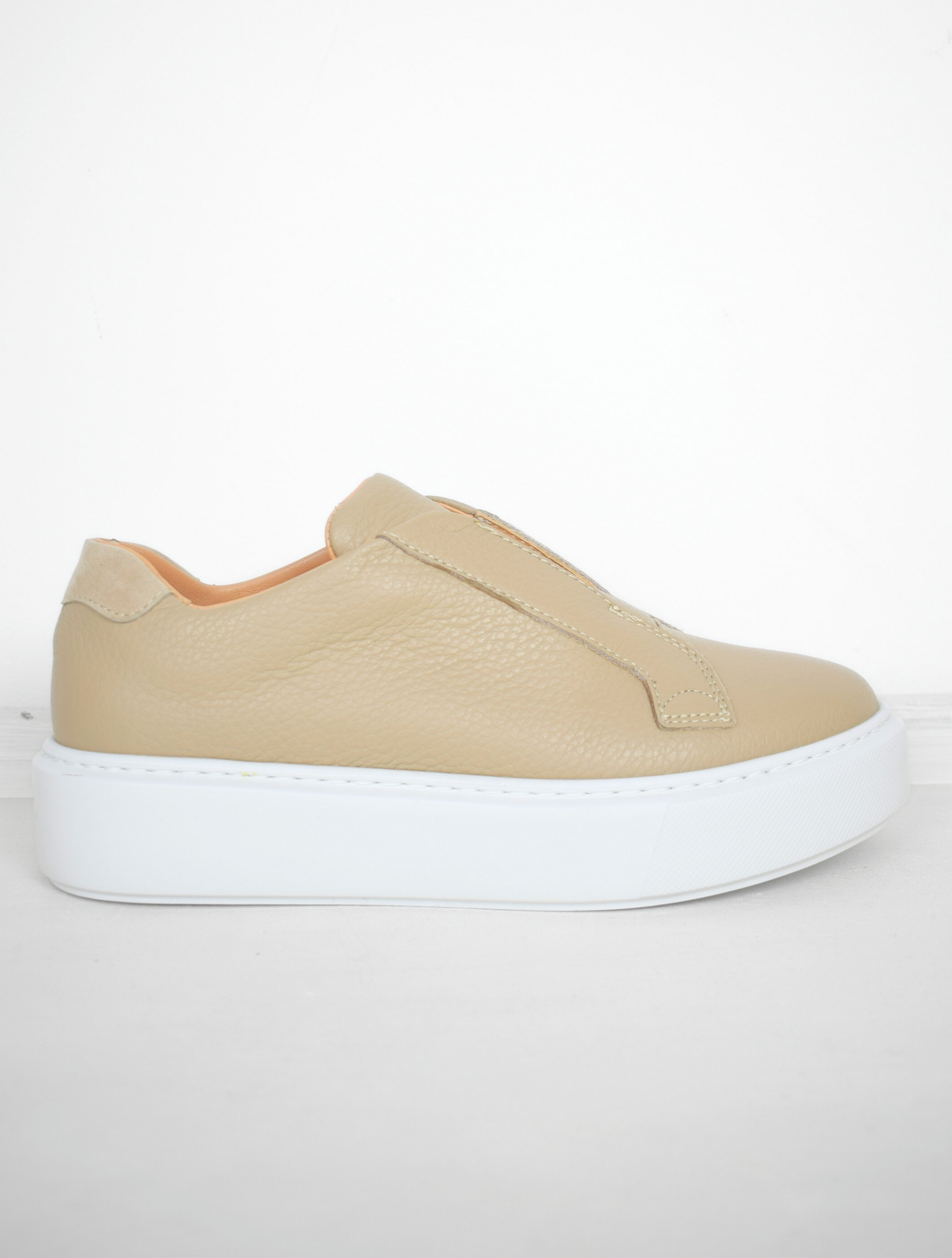 Slip on platform trainers in a biscuit colour