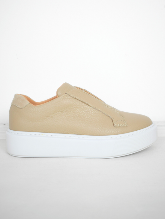 Slip on platform trainers in a biscuit colour