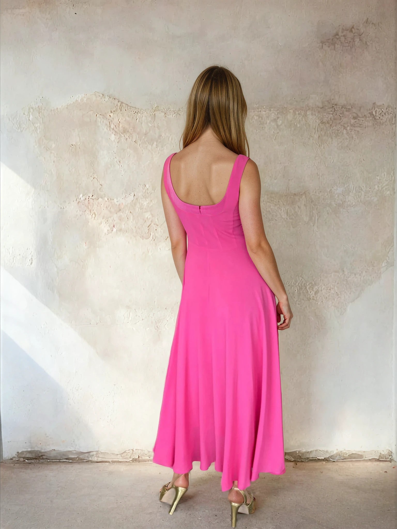 Hot pink fit and flare dress from Sirens