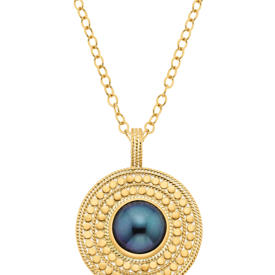 18k gold plating on sterling silver pendant with blue pearl