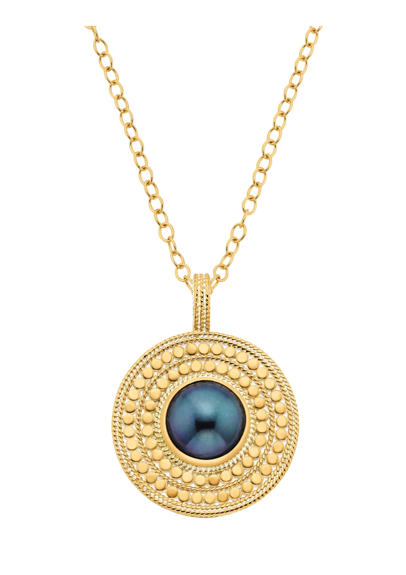 18k gold plating on sterling silver pendant with blue pearl