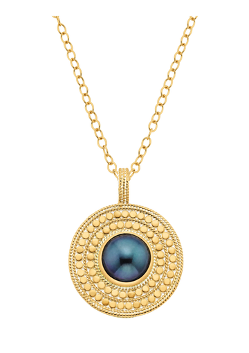 18k gold plating on sterling silver pendant with blue pearl