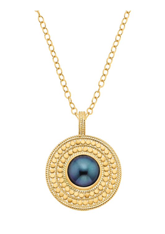 18k gold plating on sterling silver pendant with blue pearl