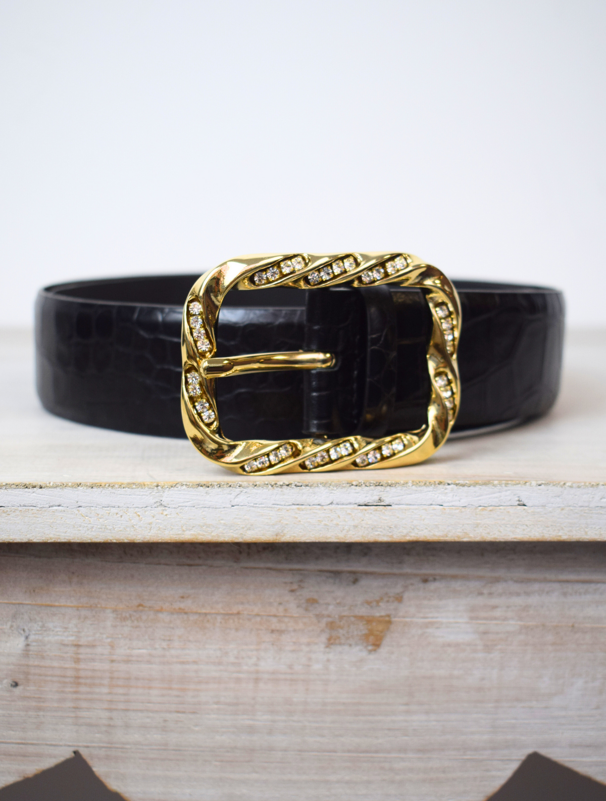 Oversized Buckle Belt with Chain