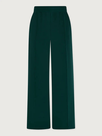 Dark teal wide-leg trousers shown flat against a light gray background.