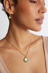 Green quartz pendant necklace on a sterling silver gold plated chain
