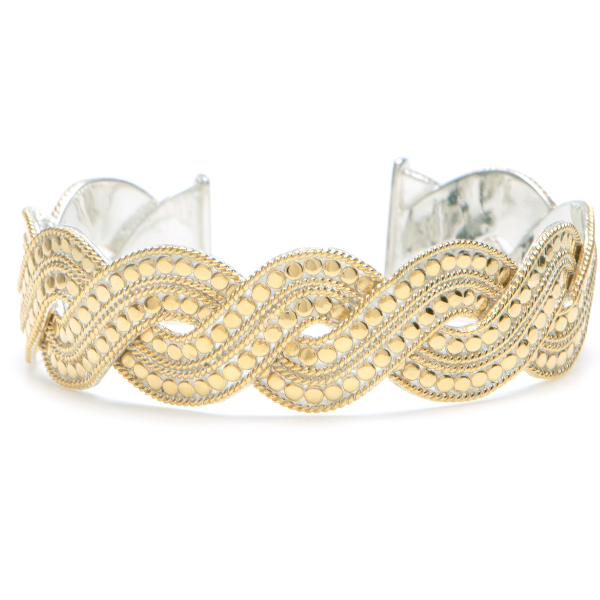 Silver with gold dots woven cuff
